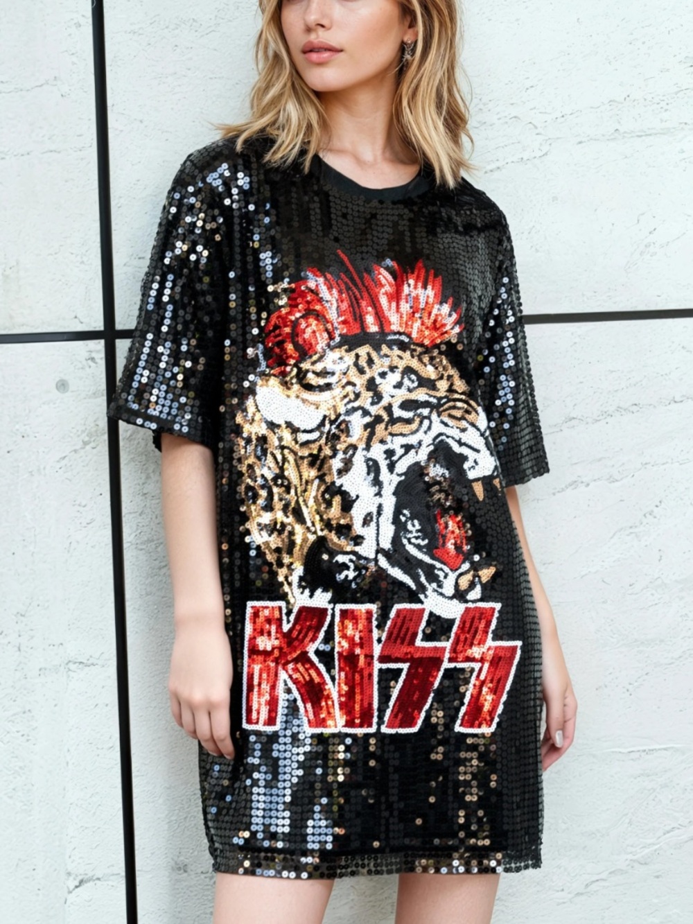 Kate Hewko KISS Sequin Mini Dress One Size